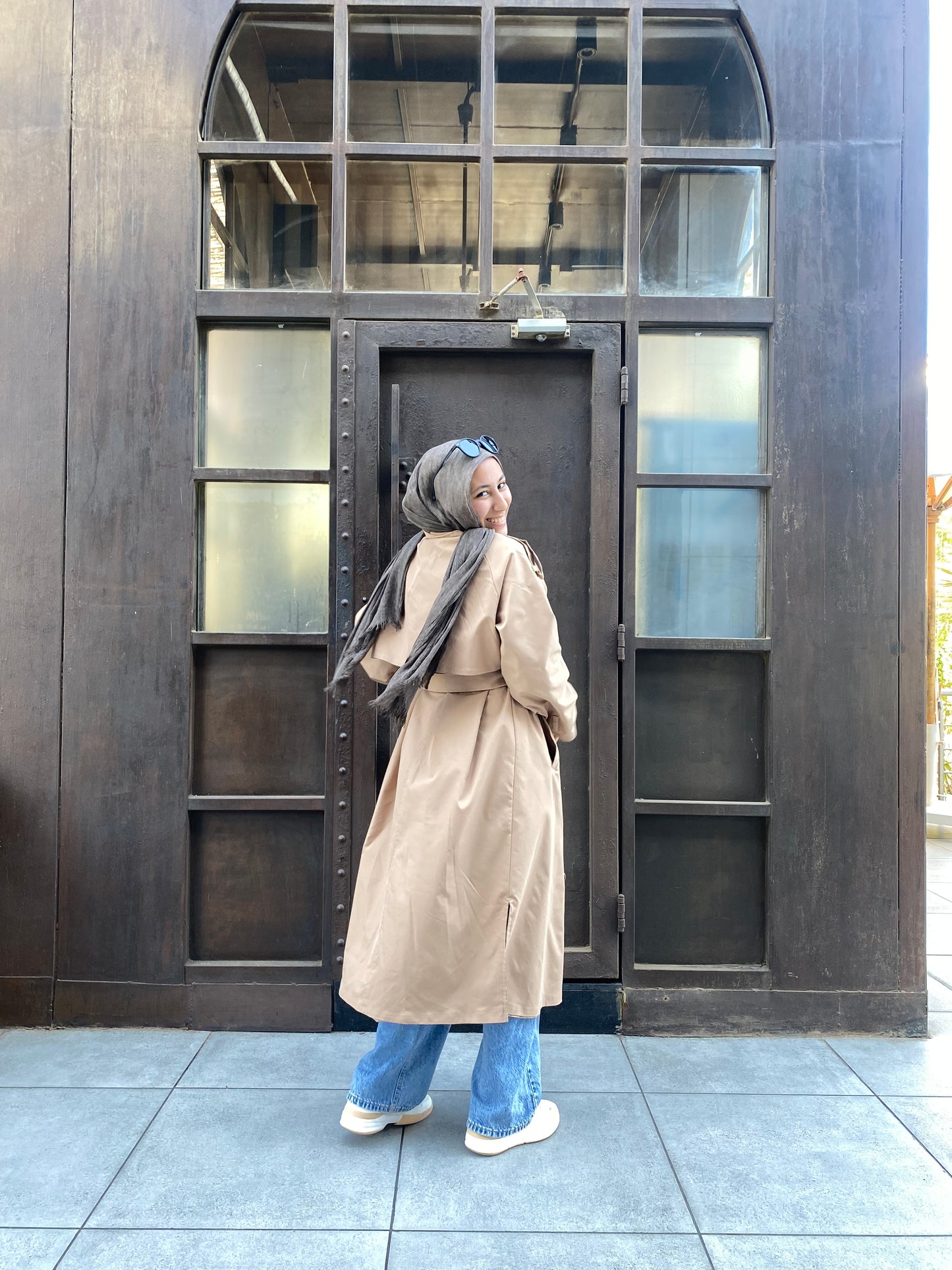 Trench coat in camel