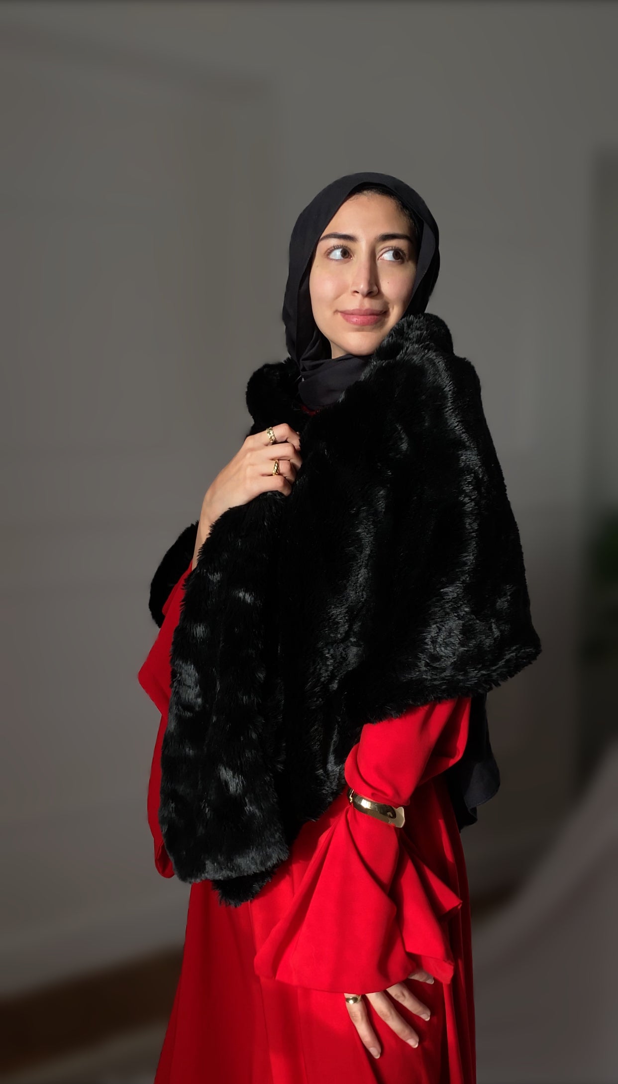 Black fur shawl