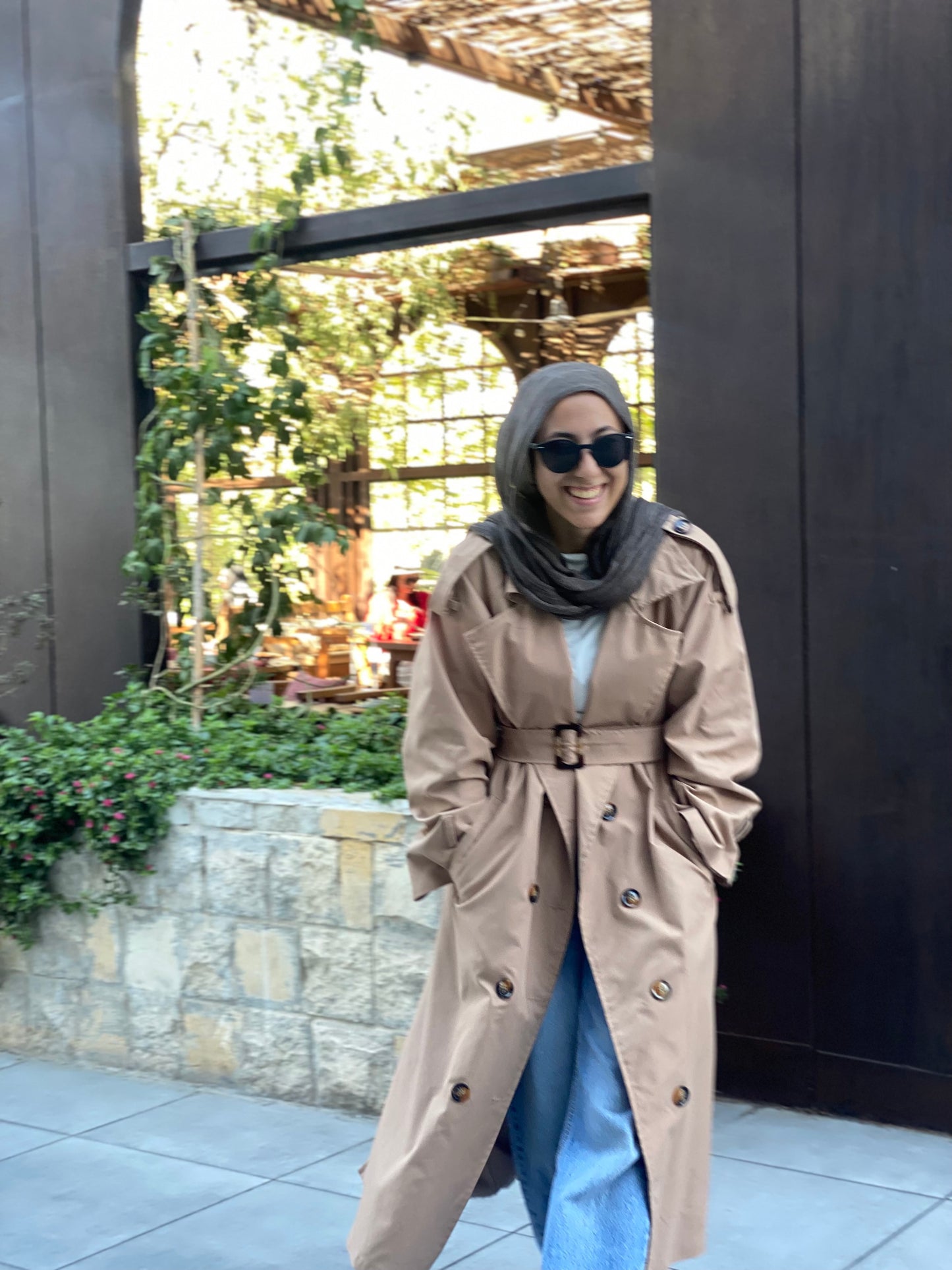 Trench coat in camel