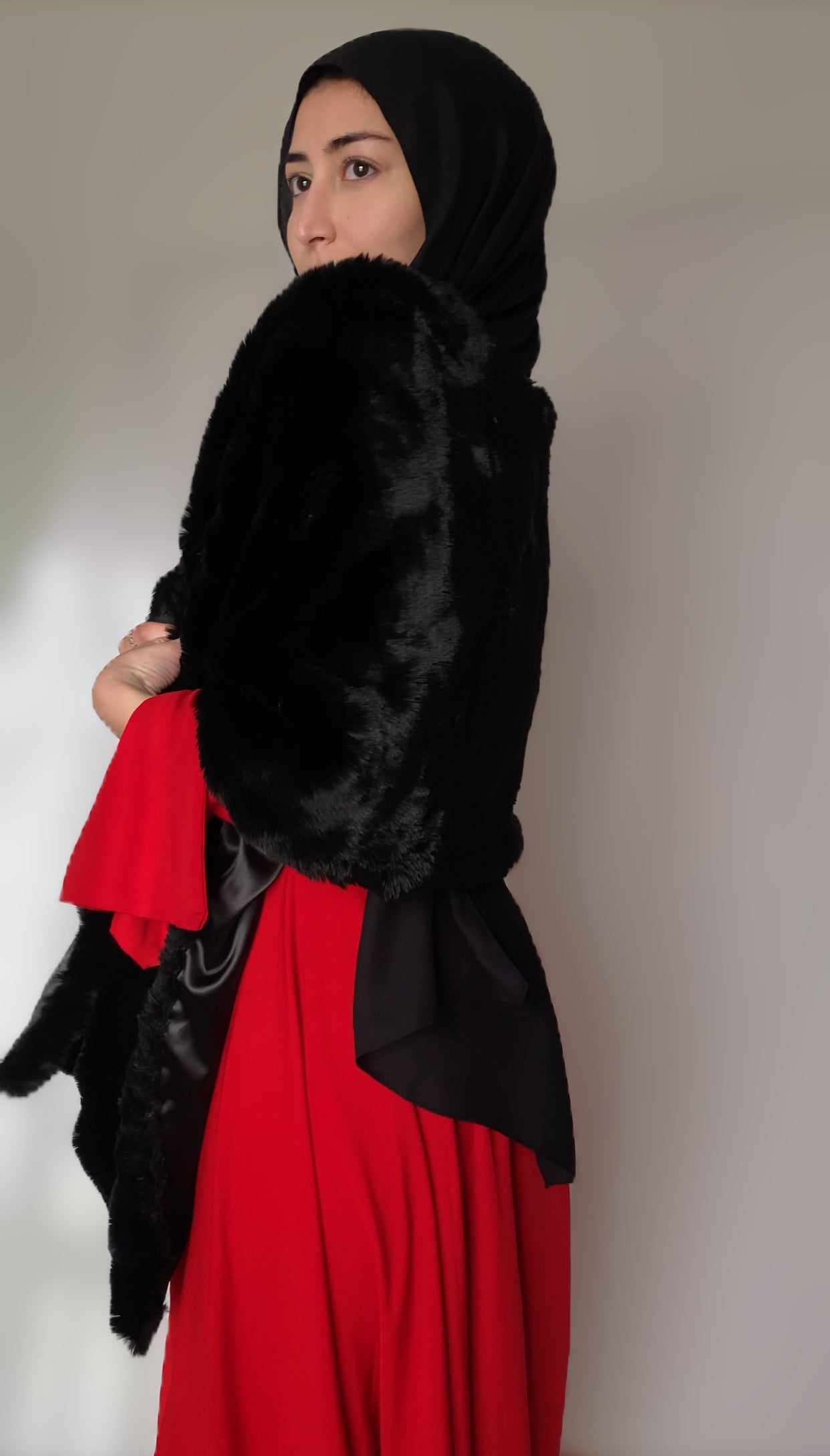 Black fur shawl