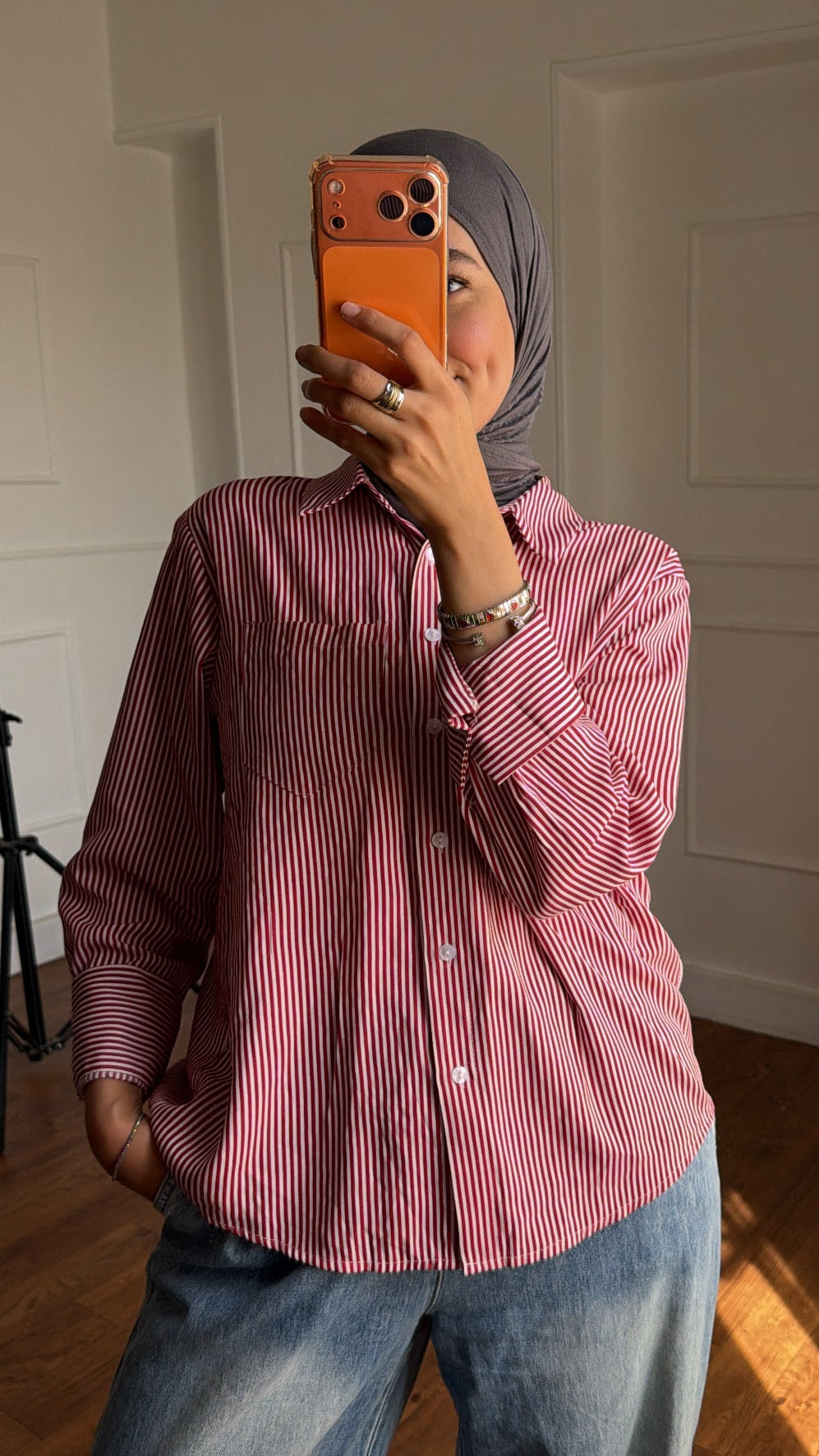 Stripped red shirt