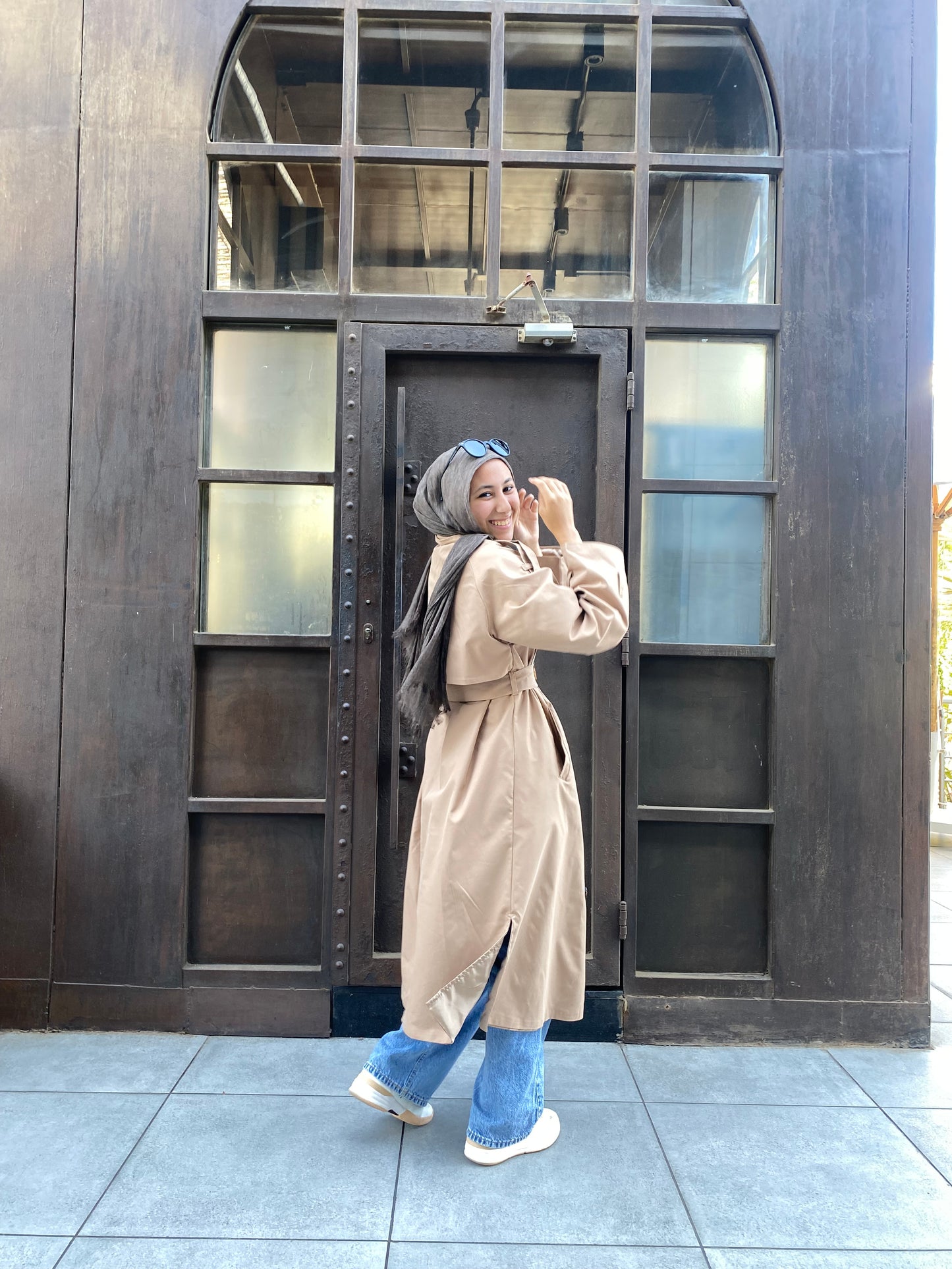 Trench coat in camel