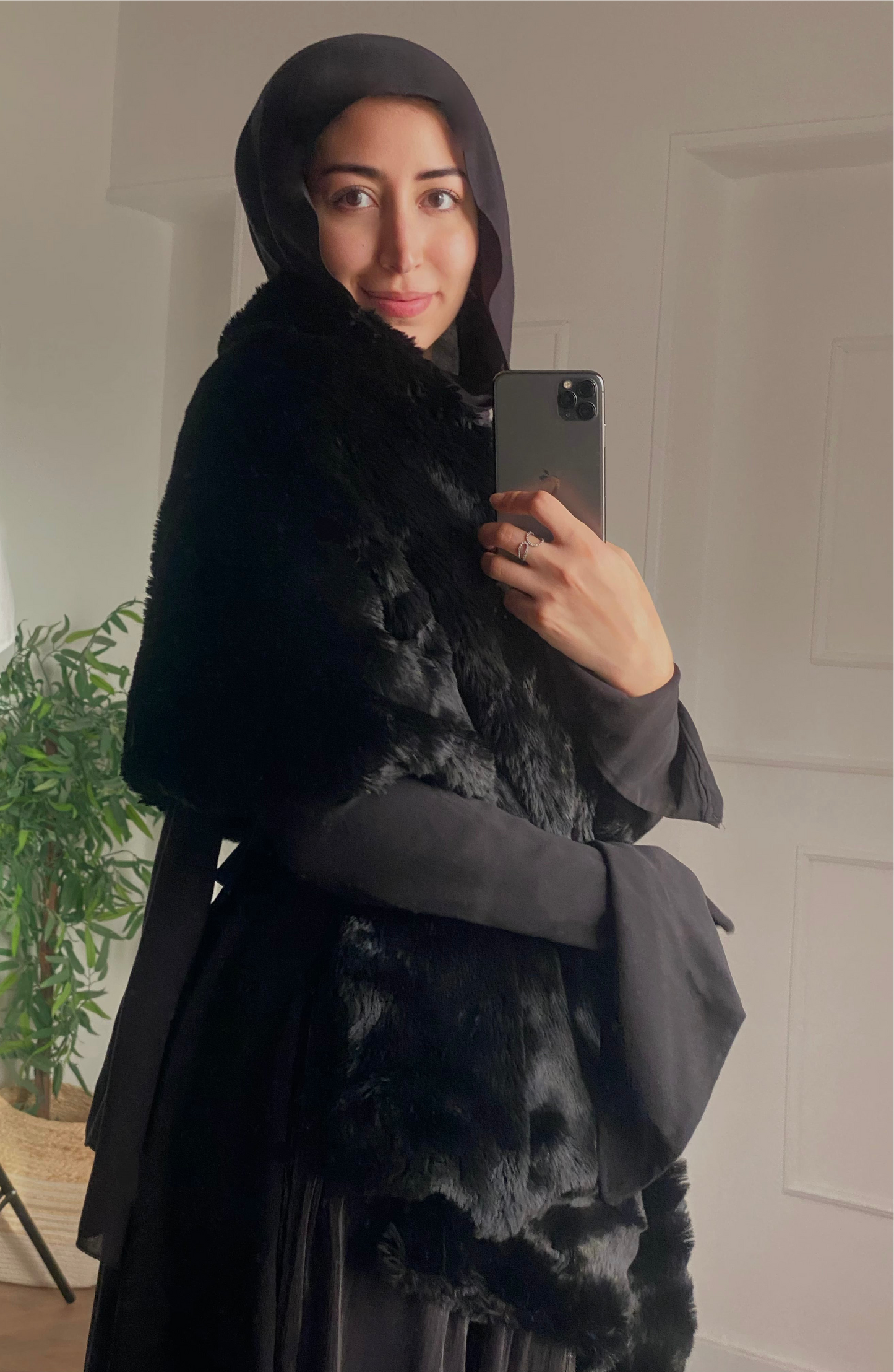 Black fur shawl
