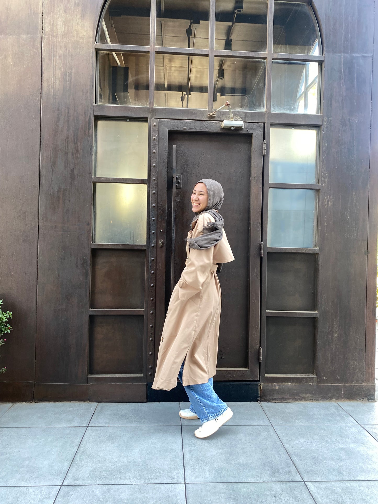 Trench coat in camel