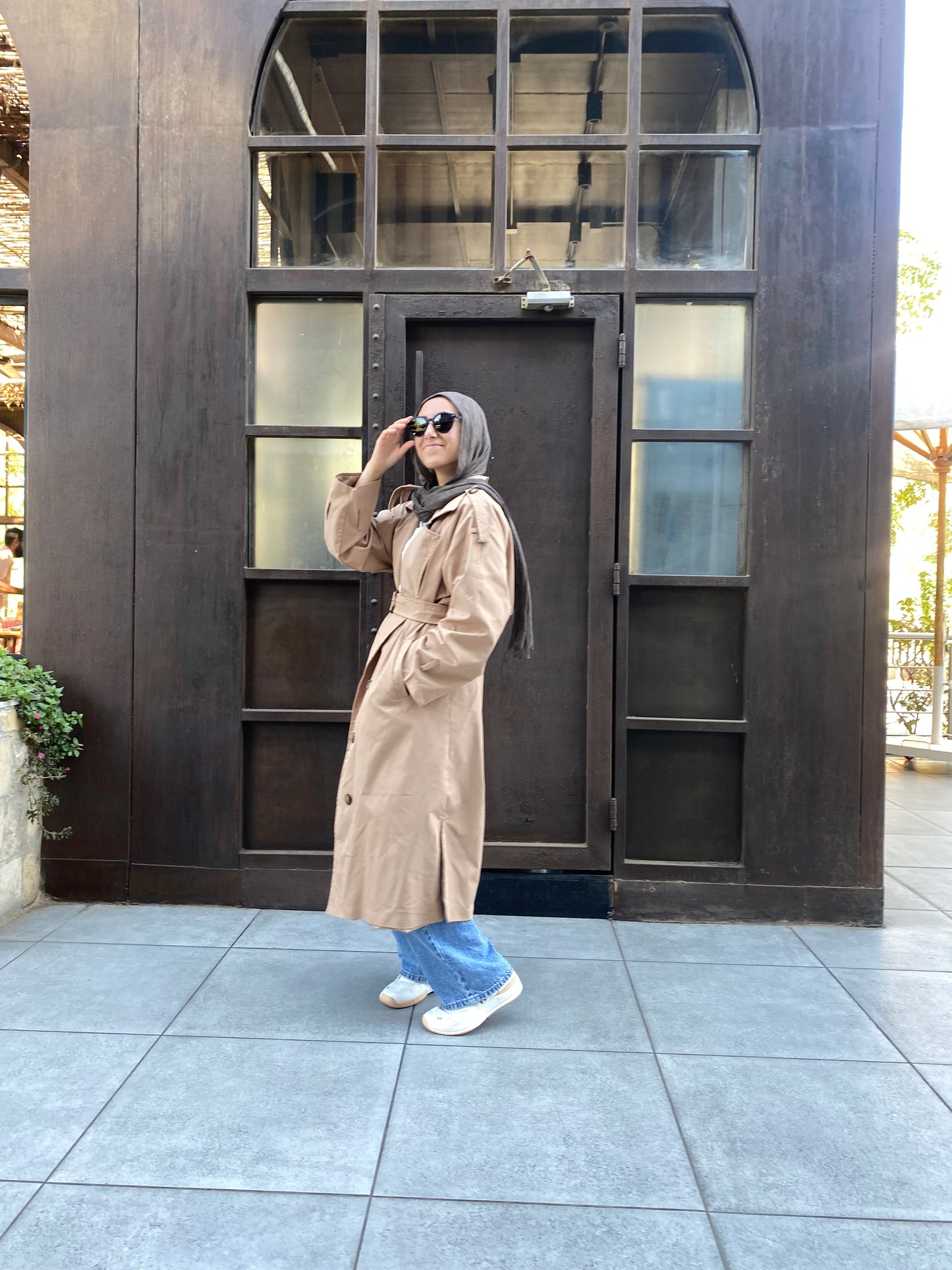 Trench coat in camel