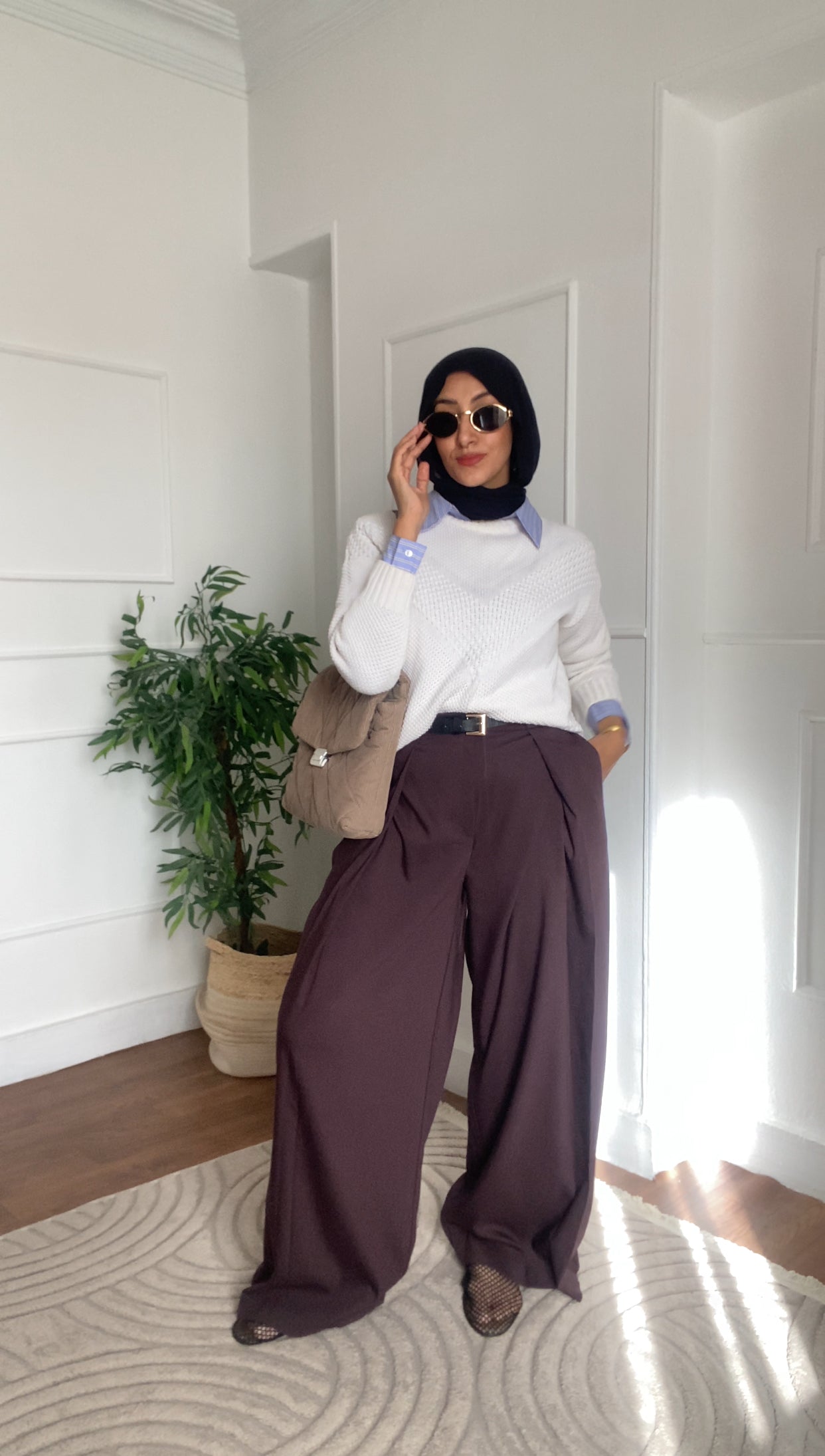 Hook-and-Loop Wide-leg pants