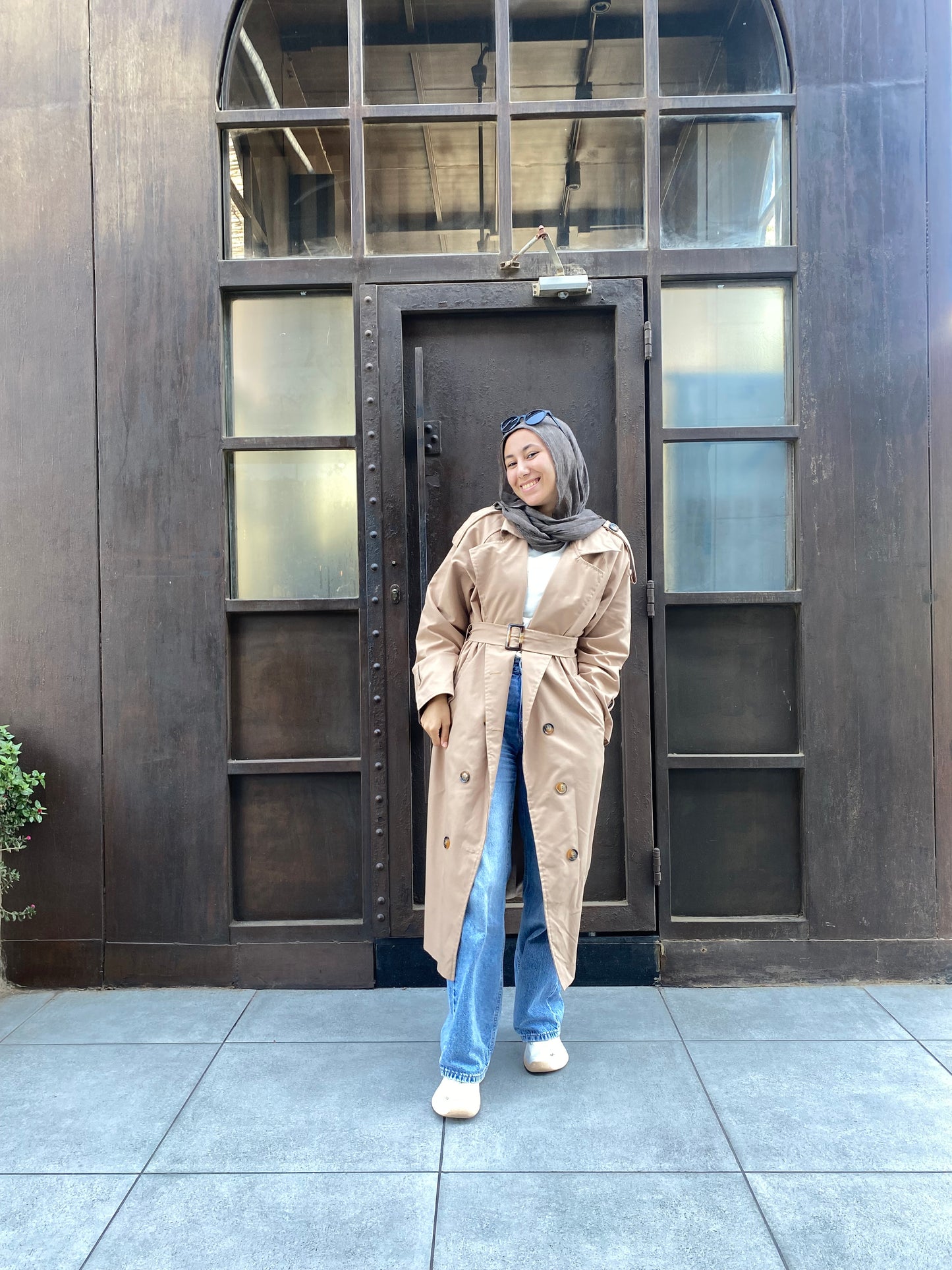 Trench coat in camel