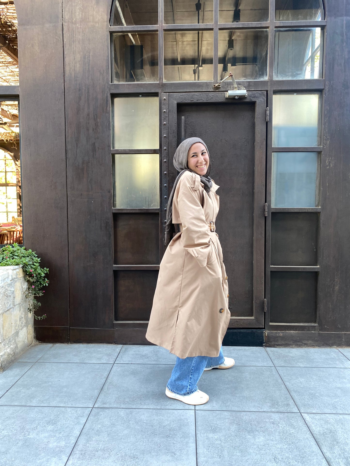 Trench coat in camel