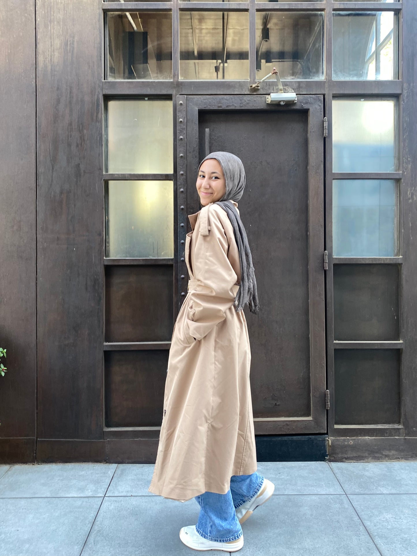 Trench coat in camel