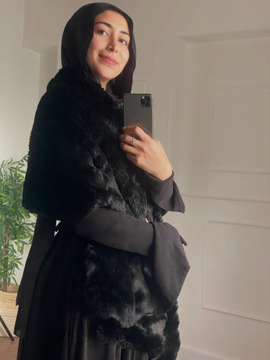 Black fur shawl